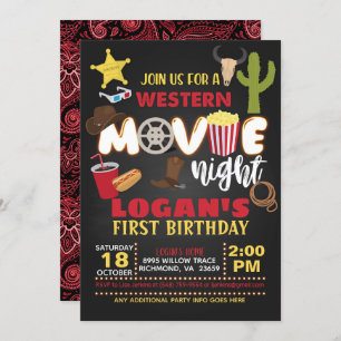 Nuit Western Movie Anniversaire Invitation