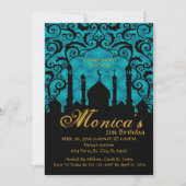 Nuits Arabes, Invitation d'anniversaire Turquoise (Devant)