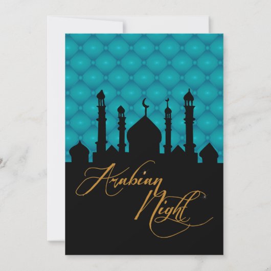 Nuits Arabes, Invitation d'anniversaire Turquoise (Dos)