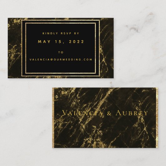 Nuits en Granite & Or Mariage en ligne Carte RSVP (Devant / Derrière)
