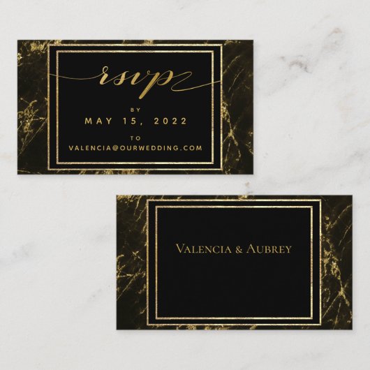 Nuits en Granite & Or Mariage en ligne Carte RSVP (Devant / Derrière)