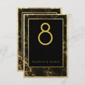 Nuits en Granite & Or Mariage Numéro de table Cart (Devant / Derrière)