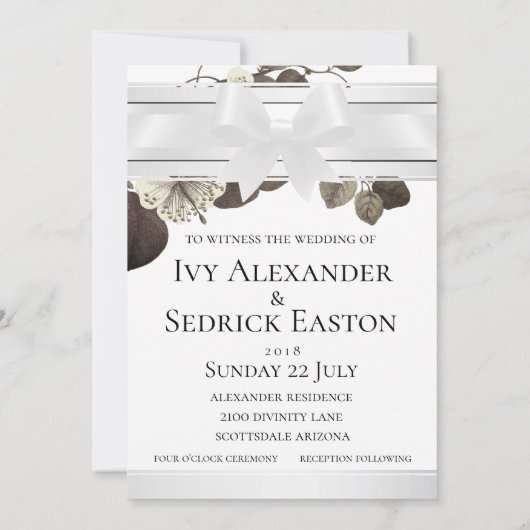 Nuits en Satin blanc Sepia Garden Invitations (Dos)