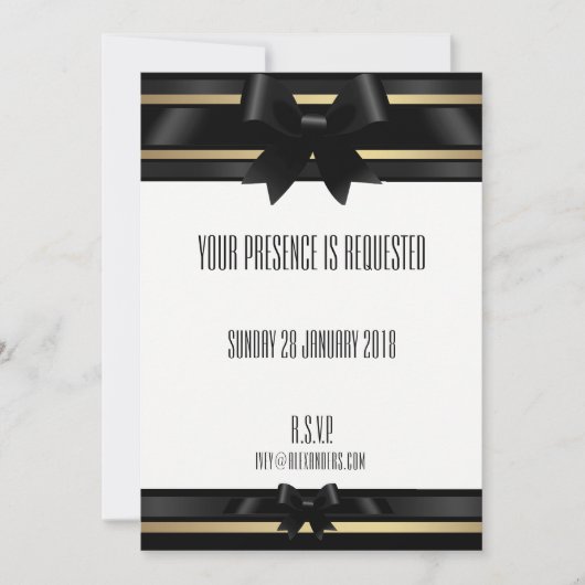Nuits En Satin Noir & Or Invitation Formelle (Devant)