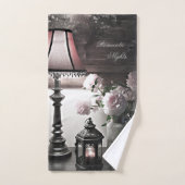 Nuits romantiques avec Fleurs de pivoine et bougie (Serviette à main)