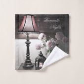 Nuits romantiques avec Fleurs de pivoine et bougie (Gant de toilette)