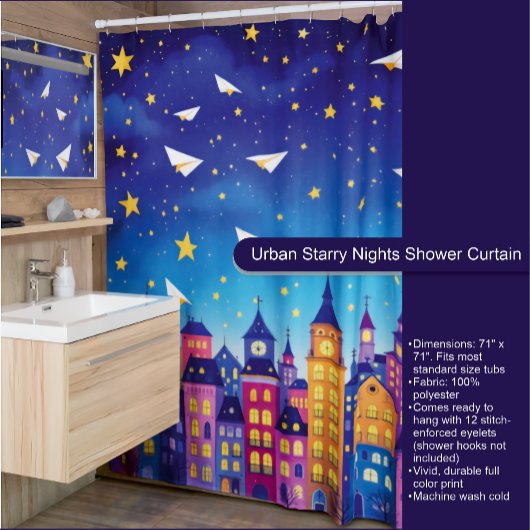 Nuits urbaines étoilées Douche rideau