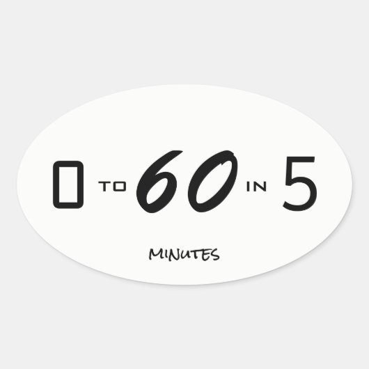 Nul tot zestig in vijf minuten ovale sticker (Voorkant)