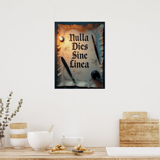 Nulla Dies Sine Linea Dark Academia Poster (Keuken)