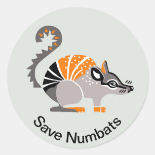 NUMBATS - Marsupial - Bedreigd dier - Ronde Sticker
