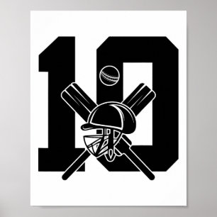 Number 10 Years Cricket 10e verjaardag Poster