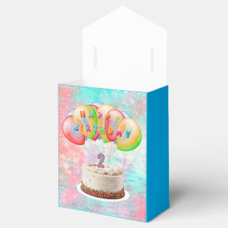Number 2 Candle on Cake, Happy Birthday Favor Box Bedankdoosjes