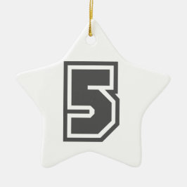 Number 5 keramisch ornament