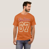 Number 67 Numbered Six Seven Baseball Jersey Style T-shirt (Voorkant volledig)