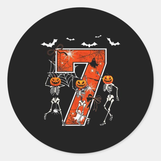 Number 7 Six Seven Meme 6 7 Halloween Dancing Skel Ronde Sticker (Voorkant)