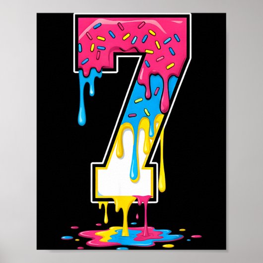 Number 7 Team Srts Ice Cream Drip Matching Varsity Poster (Voorkant)