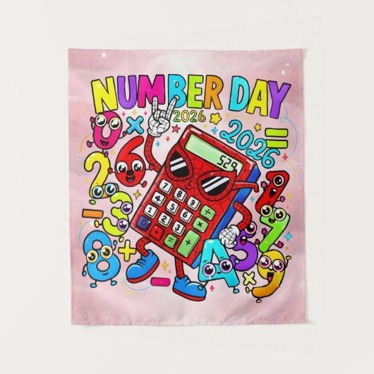 Number Day 2026 Colourful Maths Banner for Schools Wandkleed (Voorkant)