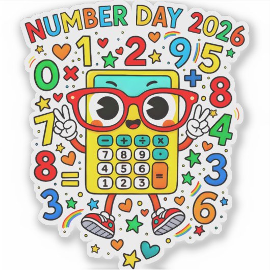 Number Day 2026 Colourful Maths Sticker for School (Devant)