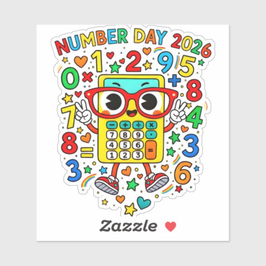 Number Day 2026 Colourful Maths Sticker for School (Vel)