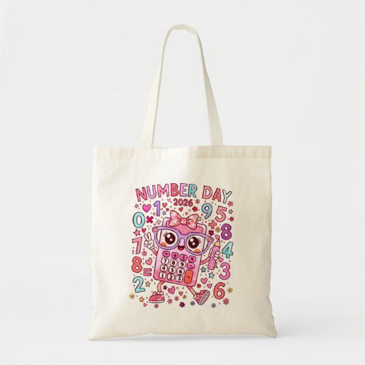 Number Day 2026 Cute Calculator Math Tote Bag (Devant)