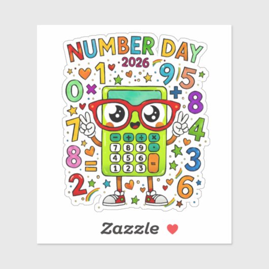 Number Day 2026 Cute Math Sticker for Kids (Feuille)