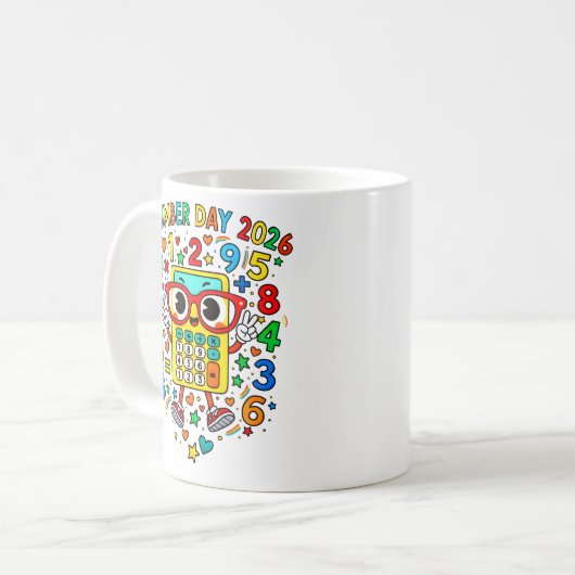 Number Day 2026 Cute Maths Calculator Mug (Devant gauche)