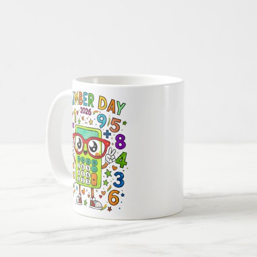 Number Day 2026 Cute Maths Calculator Mug (Devant gauche)