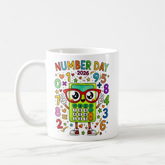 Number Day 2026 Cute Maths Calculator Mug (Gauche)