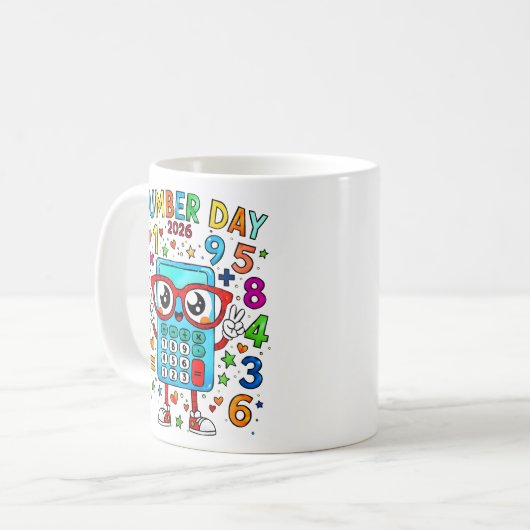Number Day 2026 Cute Maths Calculator Mug (Devant gauche)