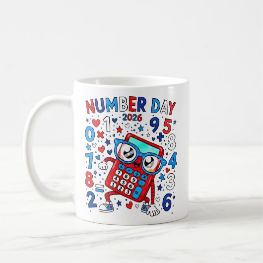 Number Day 2026 Cute Maths Calculator Mug (Gauche)