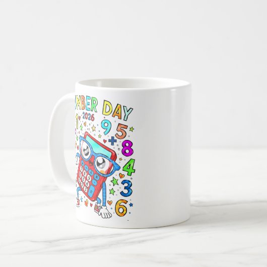 Number Day 2026 Cute Maths Calculator Mug (Devant gauche)
