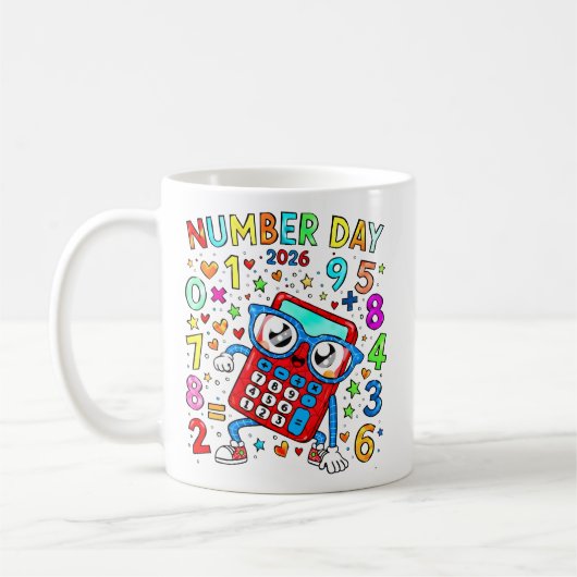 Number Day 2026 Cute Maths Calculator Mug (Gauche)