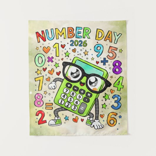 Number Day 2026 Cute Maths Calculator Poster Wandkleed (Voorkant)