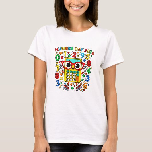 Number Day 2026 Cute Maths Calculator T Shirt (Voorkant)