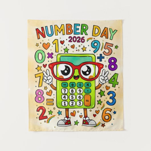 Number Day 2026 Cute Maths Poster for Kids Wandkleed (Voorkant)