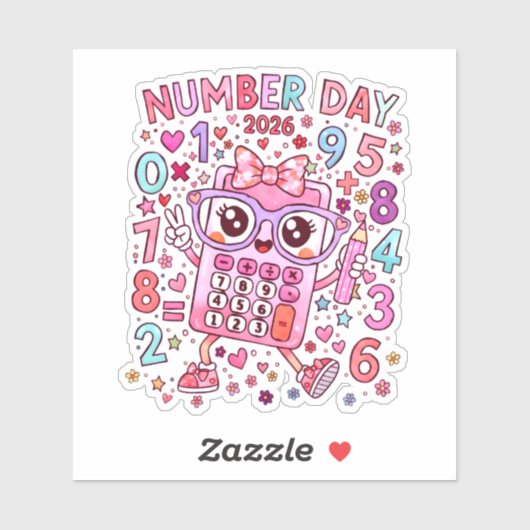 Number Day 2026 Cute Maths Sticker for Kids (Feuille)