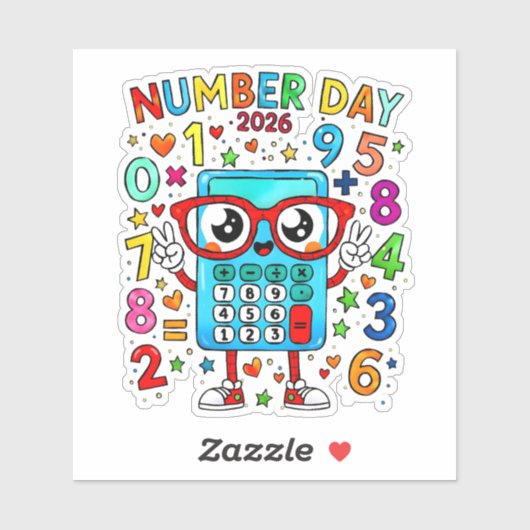 Number Day 2026 Cute Numbers Sticker for Kids (Feuille)