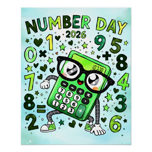 Number Day 2026 Green Calculator Math Design Perfect Poster (Voorkant)