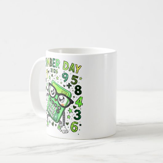 Number Day 2026 Green Maths Calculator Mug (Devant gauche)