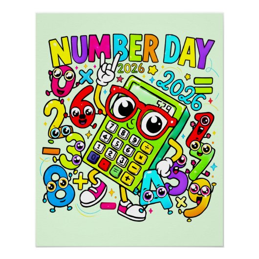 Number Day 2026 Maths Poster for Kids UK Classroom Perfect Poster (Voorkant)