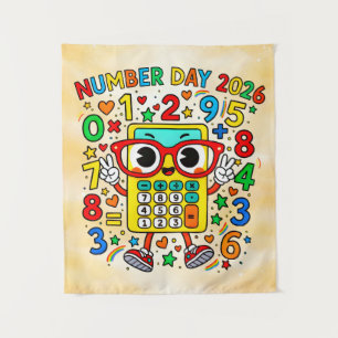 Number Day 2026 Schattige Wiskunde Rekenmachine Po Wandkleed