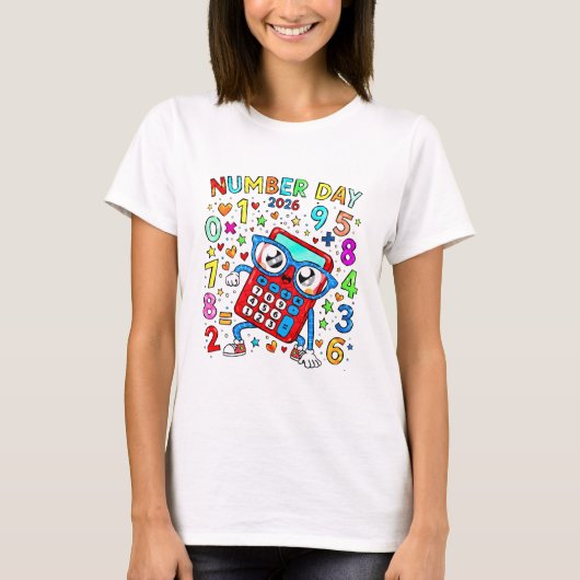 Number Day Colourful Maths T Shirt for Teachers (Voorkant)
