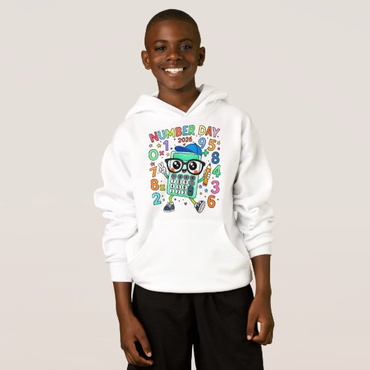 Number Day Cute Calculator Math Hoodie (Devant entier)