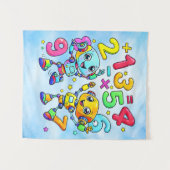 Number Day Cute Math Robots Design Wandkleed (Voorkant (horizontaal))
