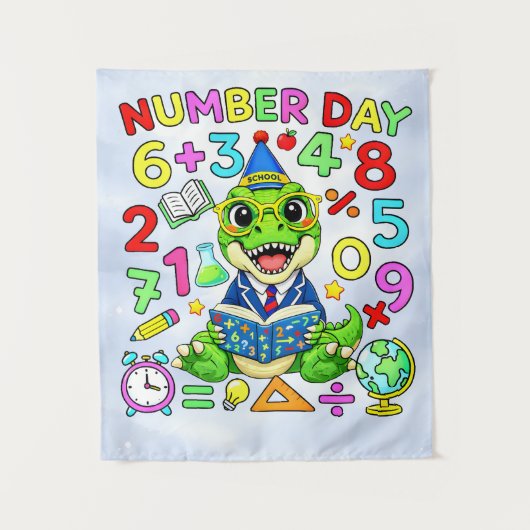 Number Day Dinosaur Math Design for Kids Wandkleed (Voorkant)