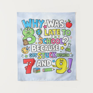 Number Day Funny Maths 7 8 9 Banner for Schools Wandkleed