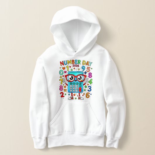 Number Day Kids Hoodie | Fun Maths Robot Numbers (Laagn)