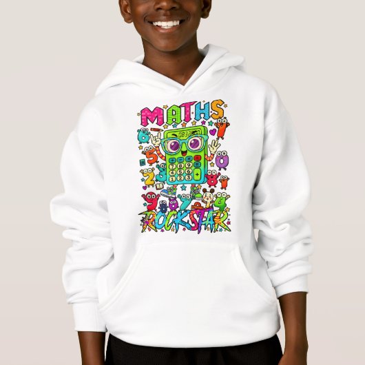 Number Day Kids Hoodie | Maths Rock Star Design (Devant)