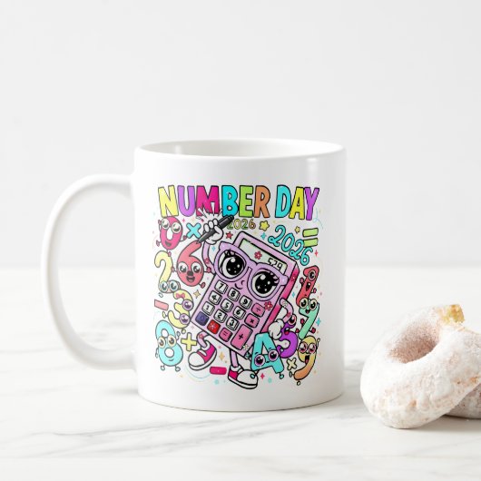 Number Day Maths Mug | Cute Calculator Design (Avec donut)