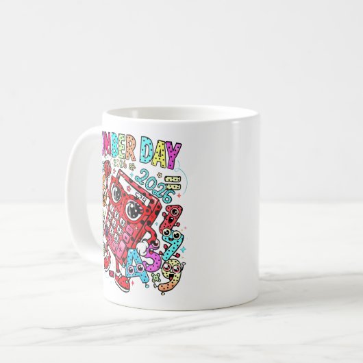 Number Day Maths Mug | Fun Calculator Character (Devant gauche)